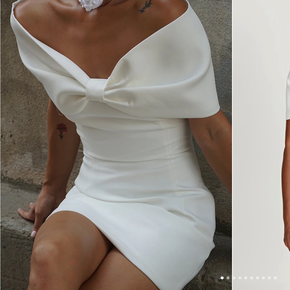 MESHKI Bridal Bow Mini Dress